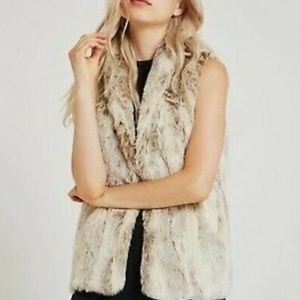 BCBGeneration Faux Fur Open Front Shawl Collar Boho Hippie Vest